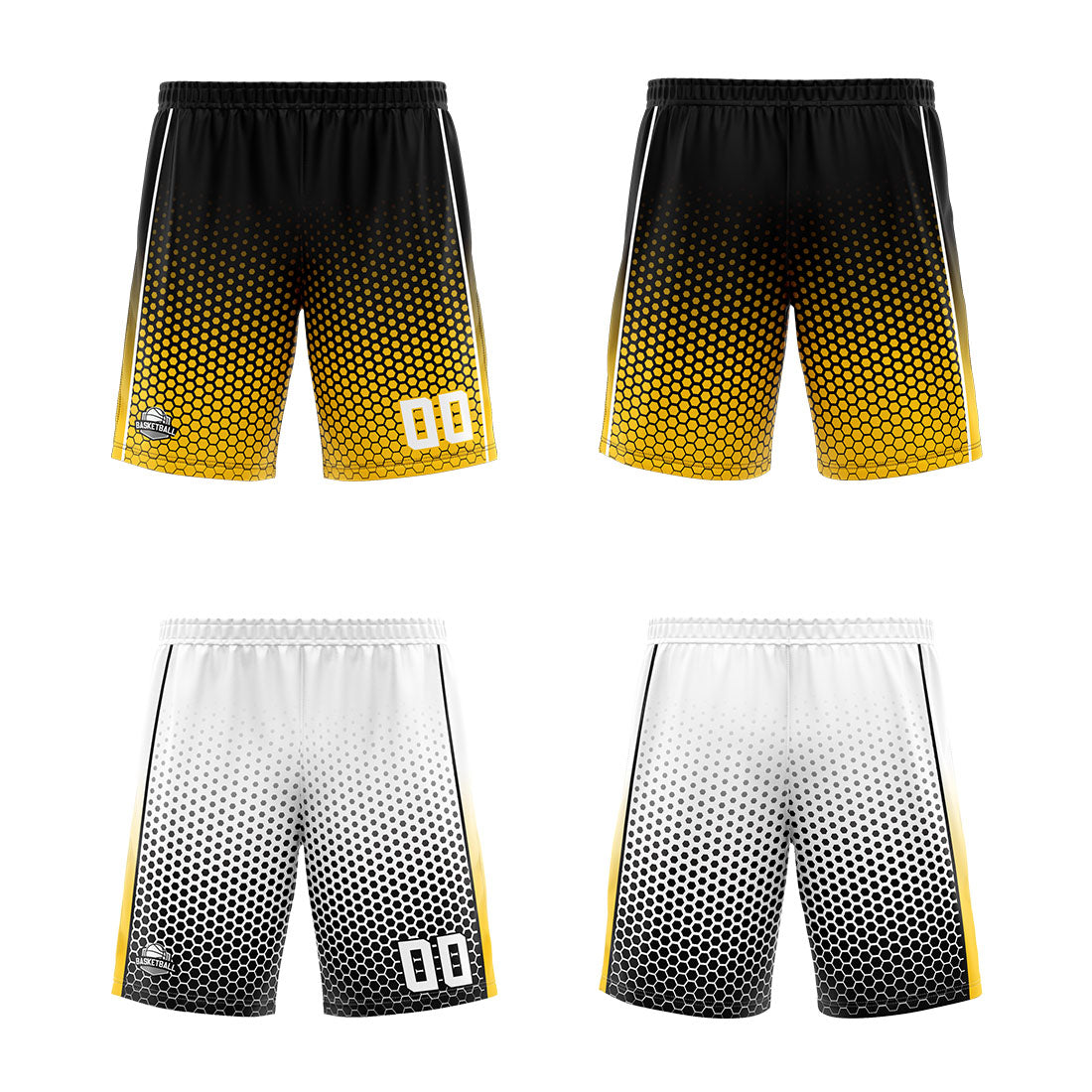 Custom Black Yellow White Reversible Basketball Suit for Adults and Kids Personalized Jersey