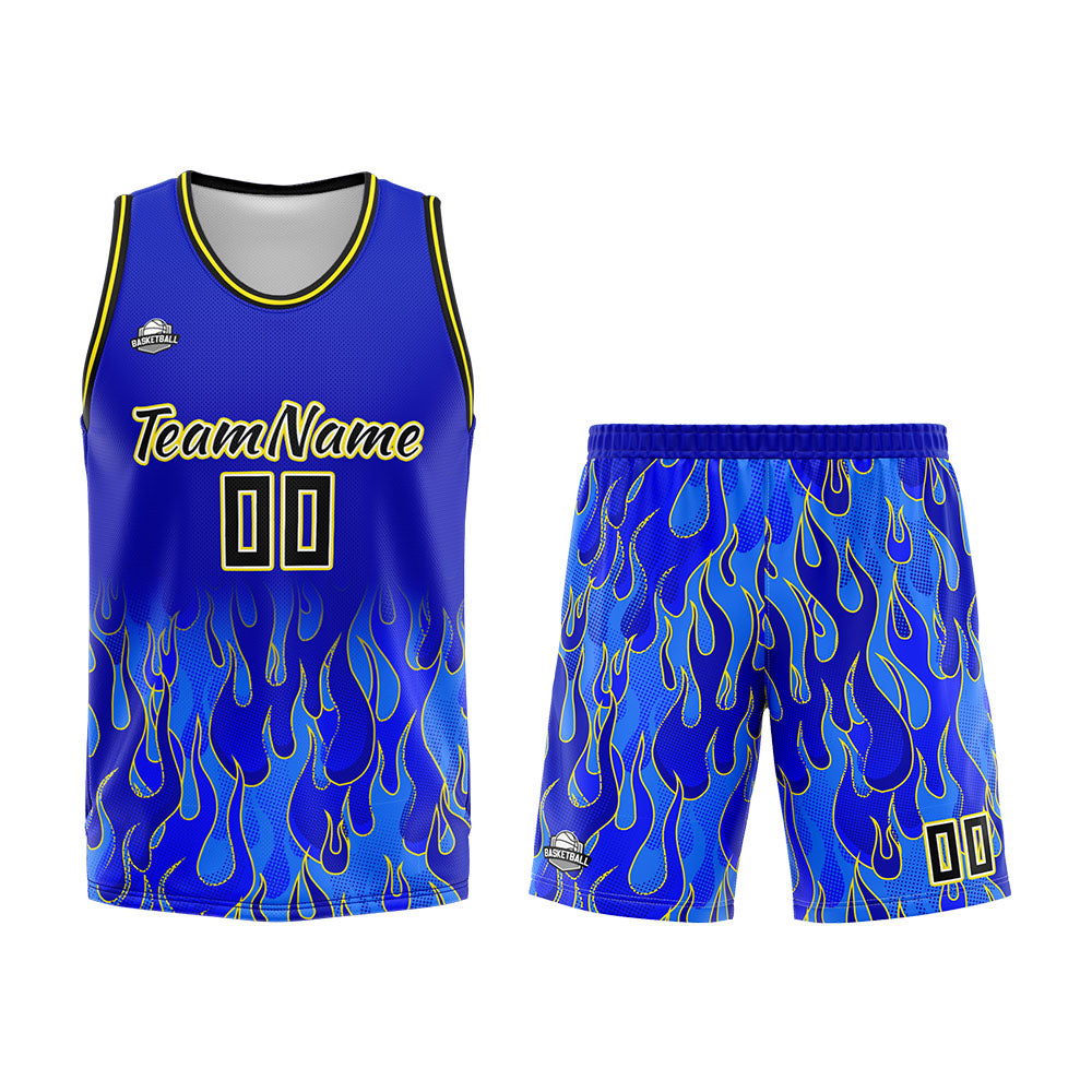Custom Royal flame Basketball Jersey Uniform Suit Printed Your Logo Name Number