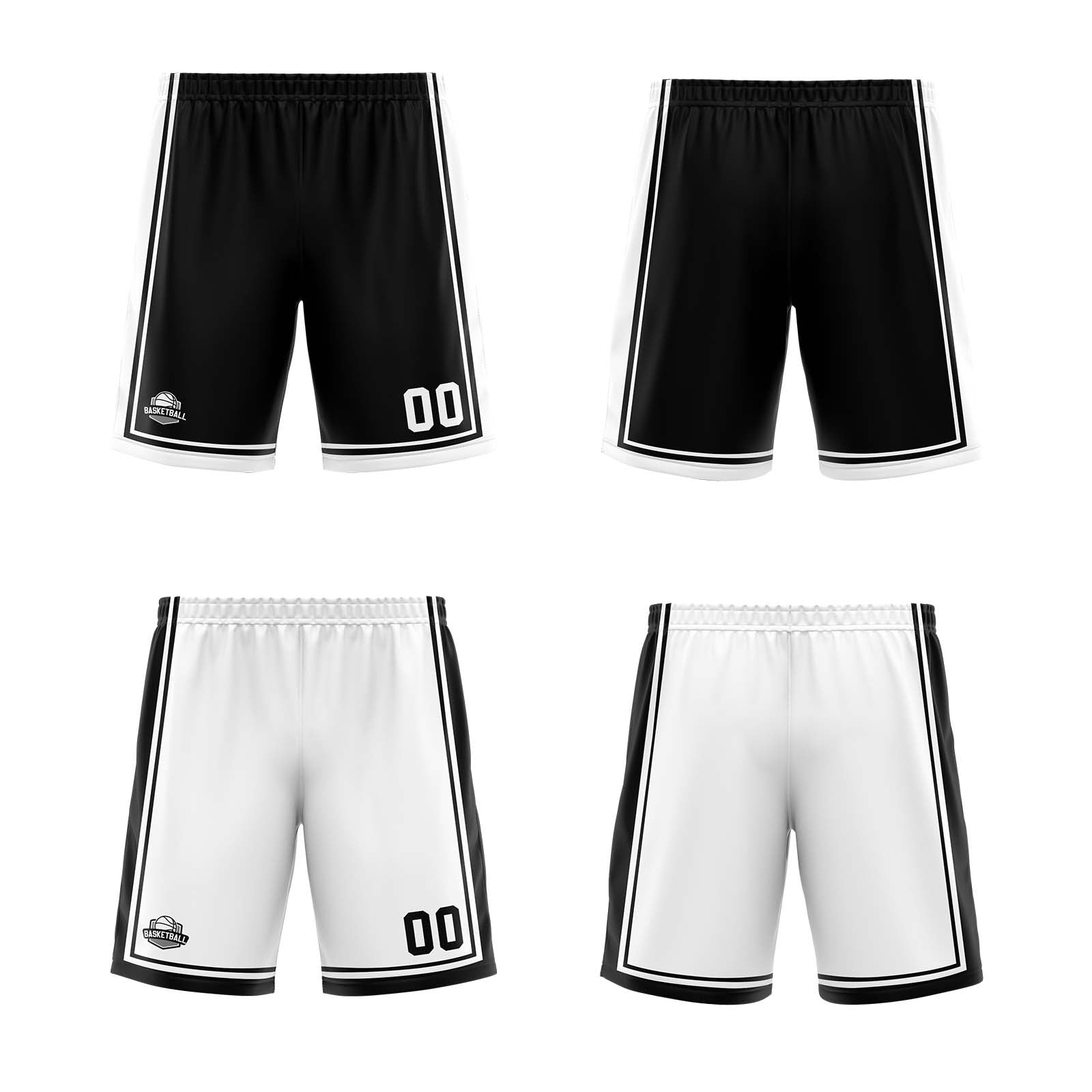 Custom Black White Reversible Basketball Suit for Adults and Kids Personalized Jersey