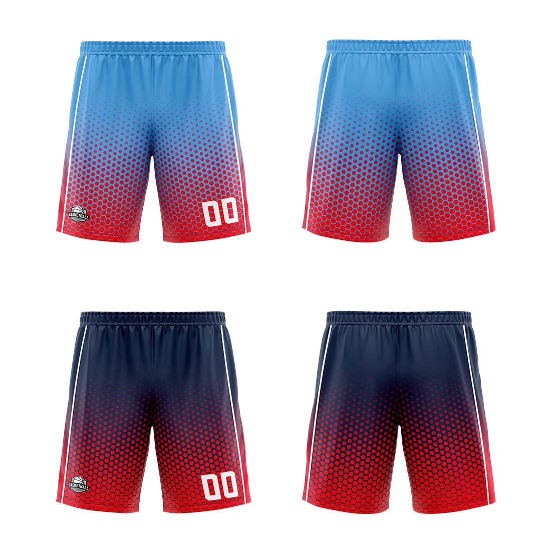Custom Blue Navy Red Reversible Basketball Suit for Adults and Kids Personalized Jersey