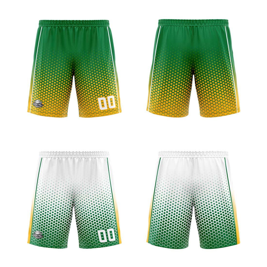 Custom Green Yellow White Reversible Basketball Suit for Adults and Kids Personalized Jersey