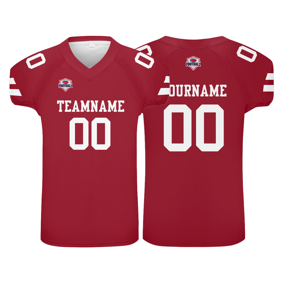 Custom Football Jersey Shirt Personalized Printed Team Name Number Red