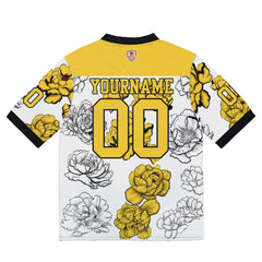 Custom Football Jersey Shirt Personalized Stitched Printed Team Name Number White&Yellow