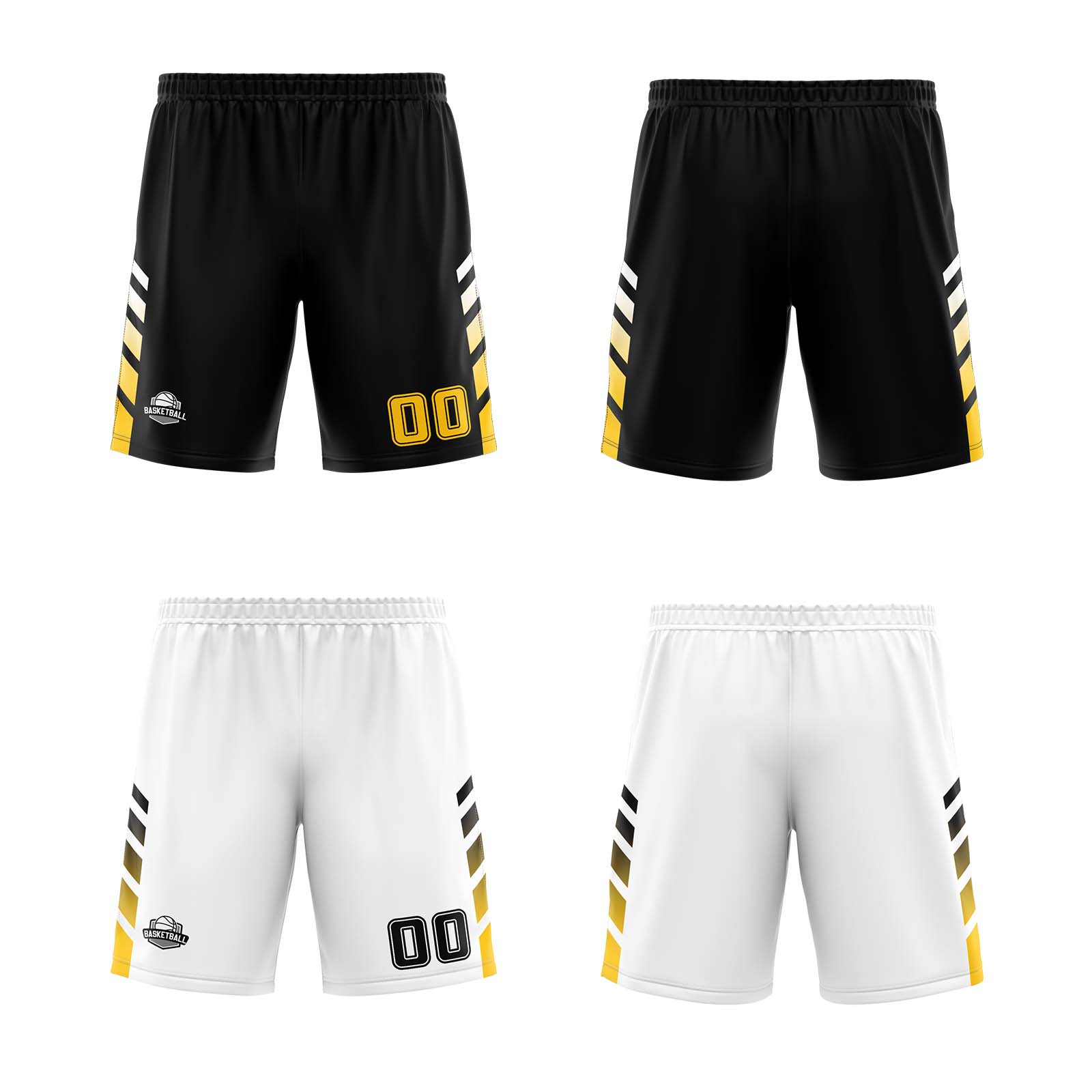 Custom Black White Yellow Reversible Basketball Suit for Adults and Kids Personalized Jersey