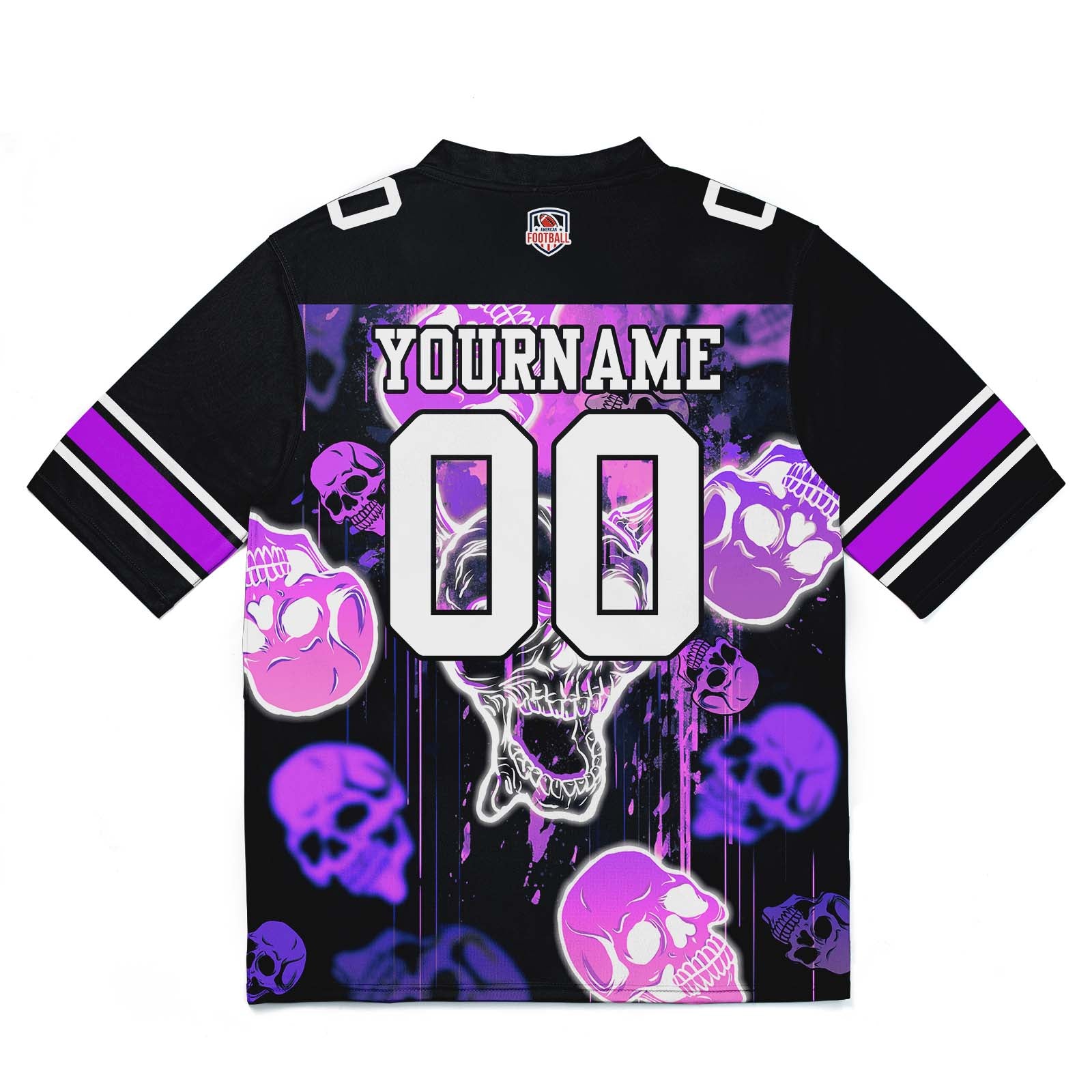 Custom Football Jersey Shirt Personalized Stitched Printed Team Name Number Graffiti skull-Purple