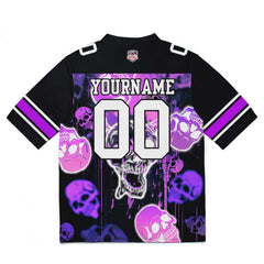 Custom Football Jersey Shirt Personalized Stitched Printed Team Name Number Graffiti skull-Purple