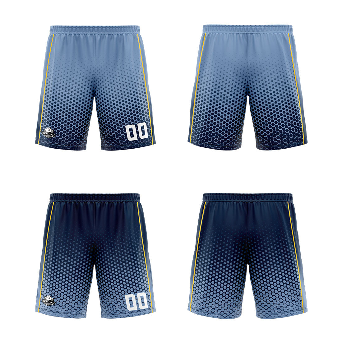 Custom Dusty Blue Navy Yellow Reversible Basketball Suit for Adults and Kids Personalized Jersey