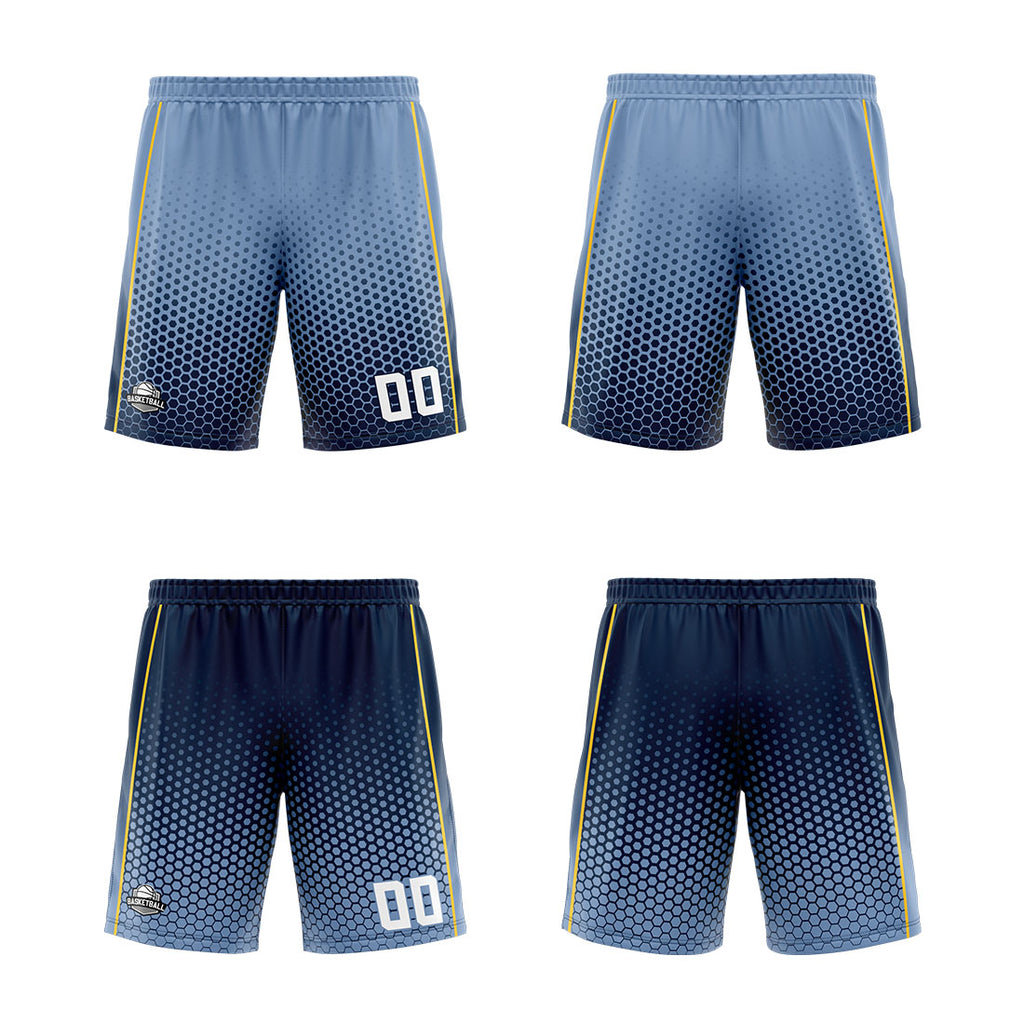 Custom Dusty Blue Navy Yellow Reversible Basketball Suit for Adults and Kids Personalized Jersey