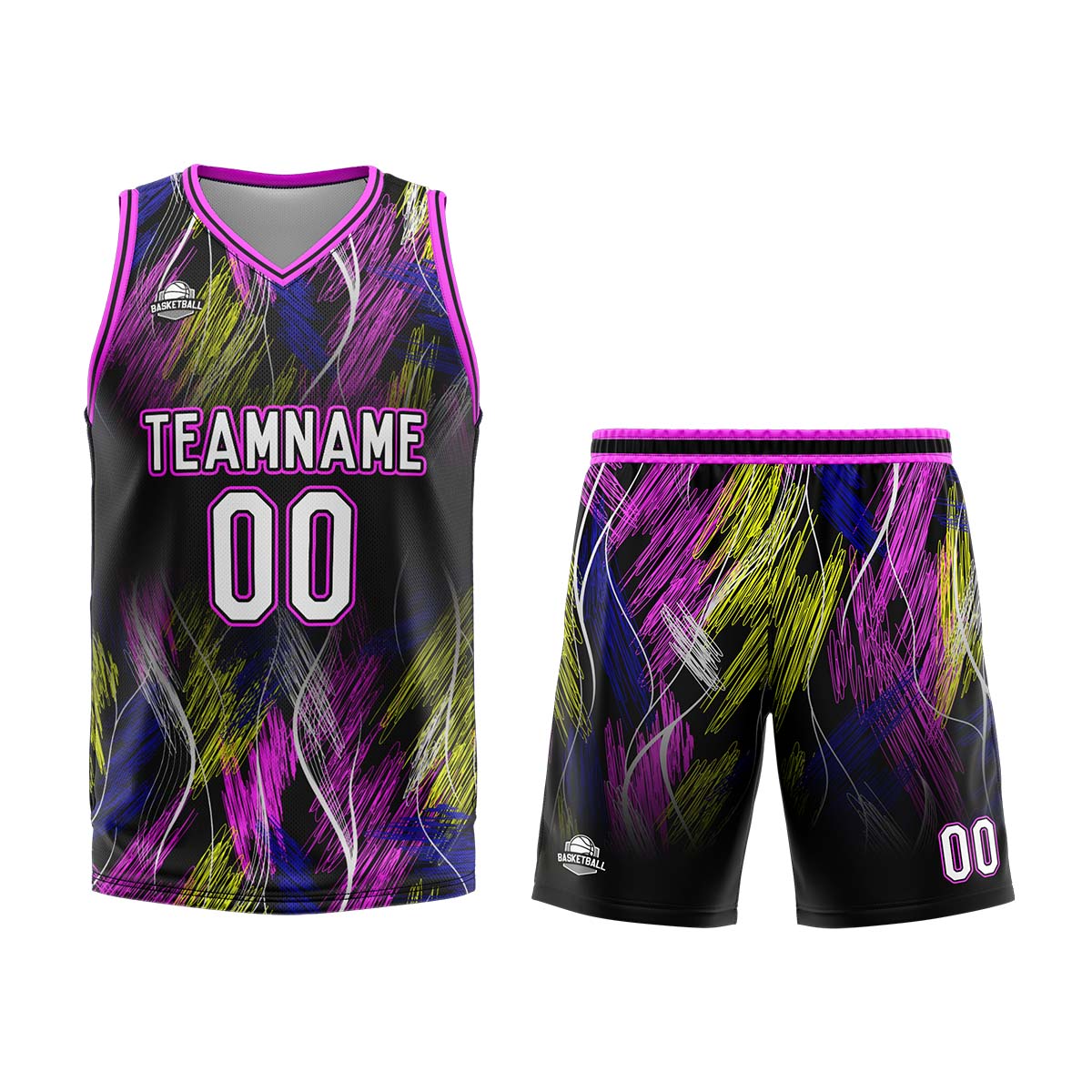 Custom Line Black Pink Basketball Jersey Uniform Suit Printed Your Logo Name Number