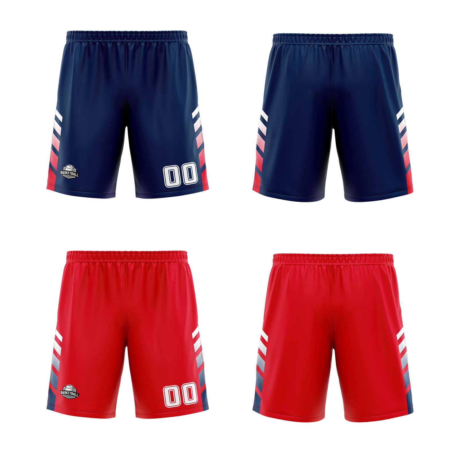 Custom Navy Red White Reversible Basketball Suit for Adults and Kids Personalized Jersey