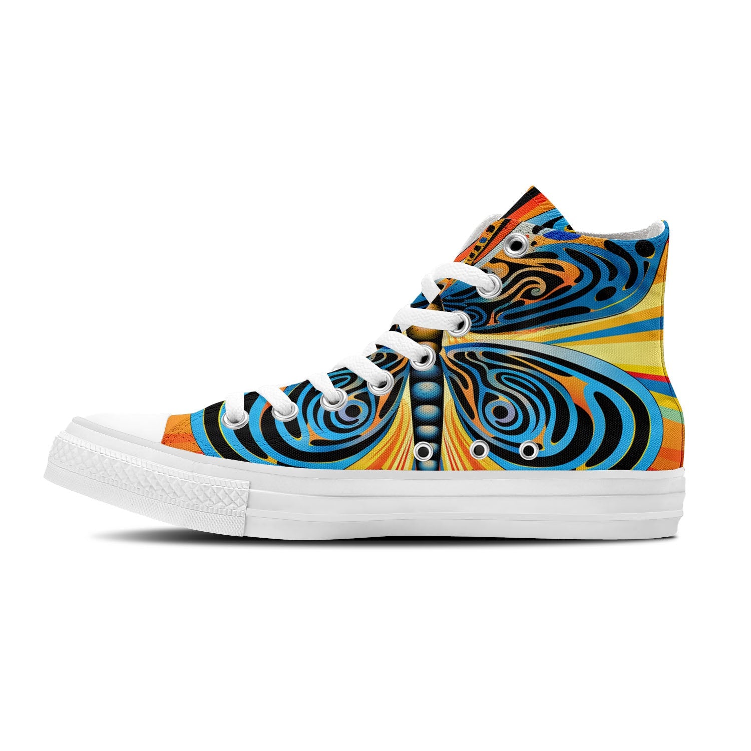 Butterfly Ballet: Unisex Mid-Top Canvas Shoes - Dance into Artistic Elegance with Op Art Butterfly Designs for Men and Women