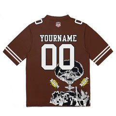 Custom Football Jersey Shirt Personalized Stitched Printed Team Name Number Brown
