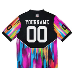 Custom Football Jersey Shirt Personalized Stitched Printed Team Name Number White & Black & Pink