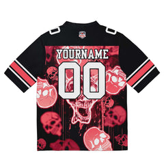 Custom Football Jersey Shirt Personalized Stitched Printed Team Name Number Graffiti skull-Light Red