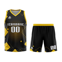 Custom Geometry Yellow Basketball Jersey Uniform Suit Printed Your Logo Name Number