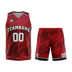 Custom Strip-Type Red Basketball Jersey Uniform Suit Printed Your Logo Name Number
