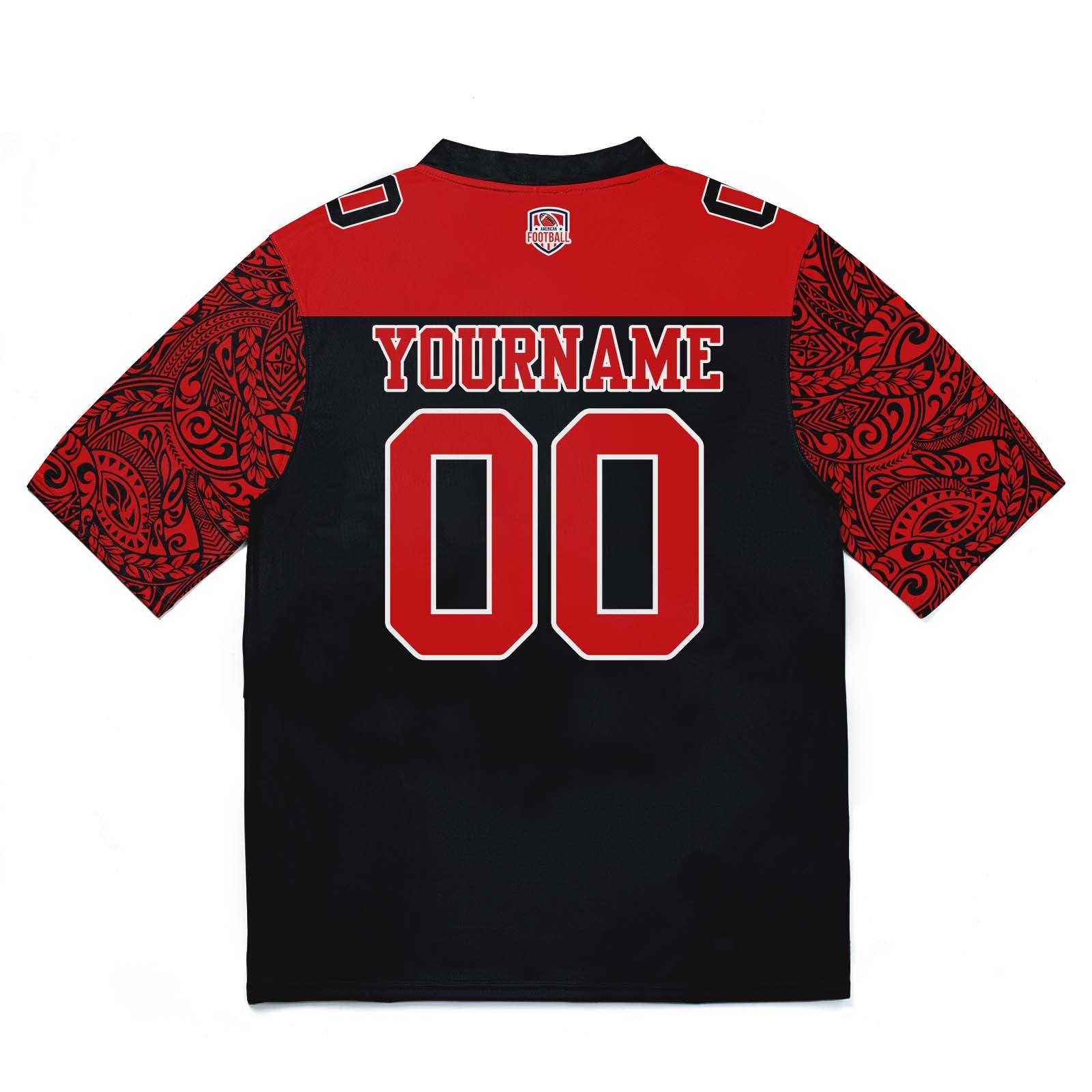 Custom Football Jersey Shirt Personalized Stitched Printed Team Name Number Black&Red