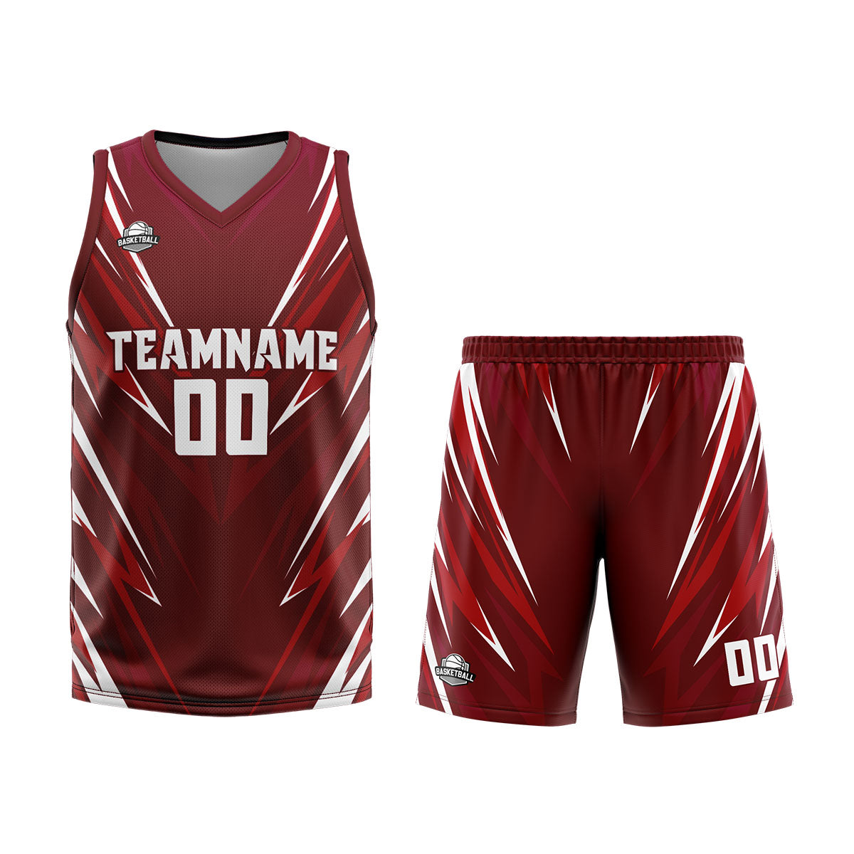 Custom Triangle Dark Red Basketball Jersey Uniform Suit Printed Your Logo Name Number