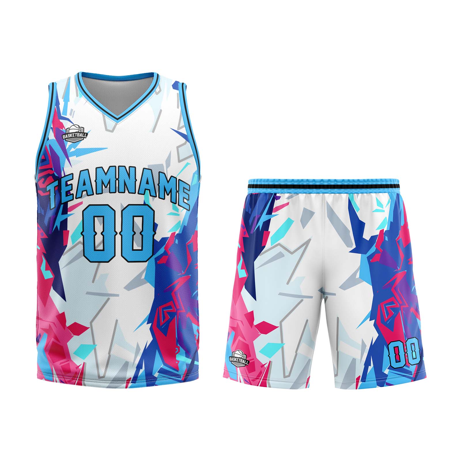 Custom Broken Light Blue Basketball Jersey Uniform Suit Printed Your Logo Name Number