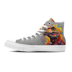 Dotting Dinos: Elevate Your Style with Central-High Canvas Shoes - Unisex Fashion featuring Playful Dinosaur Prints in a Captivating Mix of Color and DOTS Whimsy