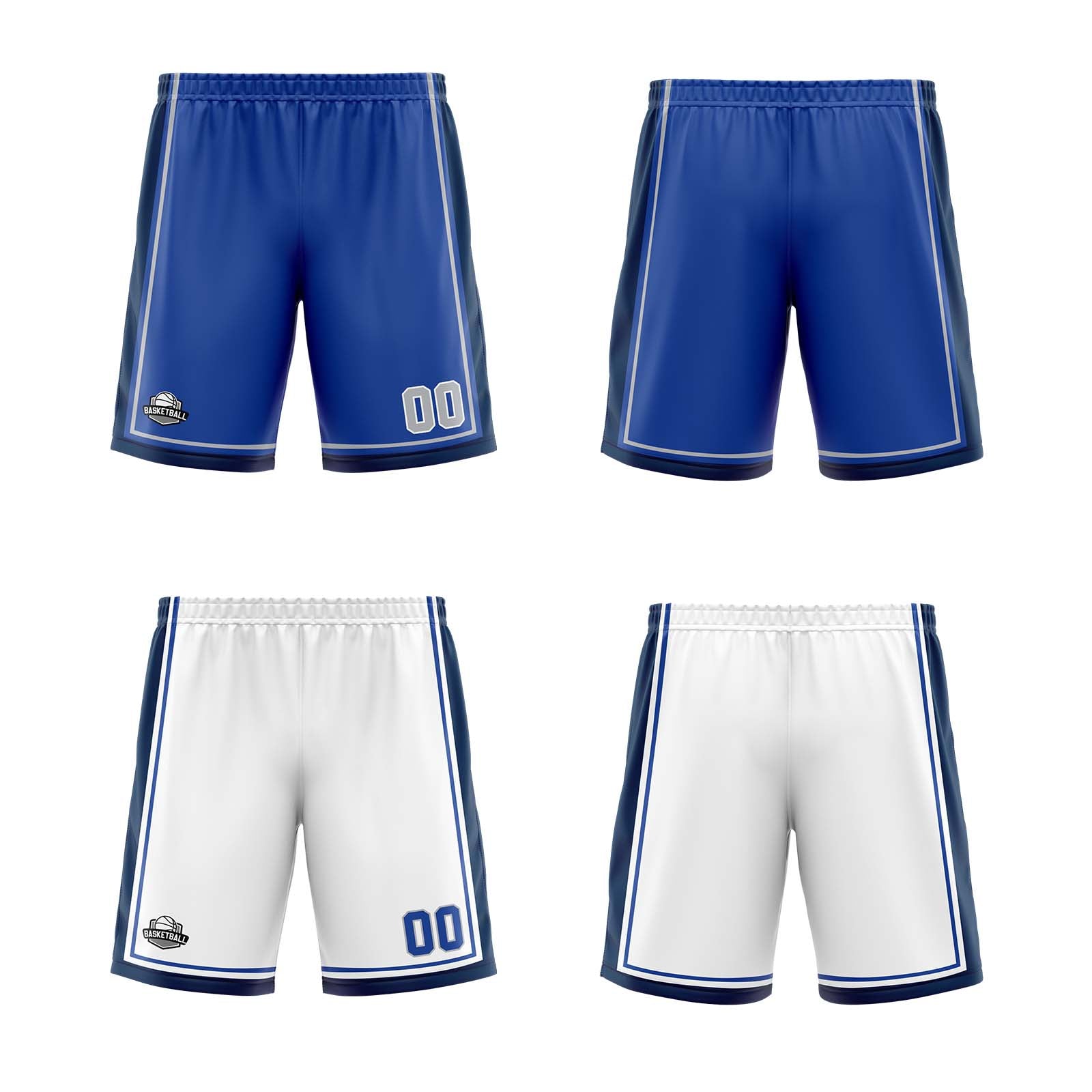 Custom Blue White Grey Reversible Basketball Suit for Adults and Kids Personalized Jersey