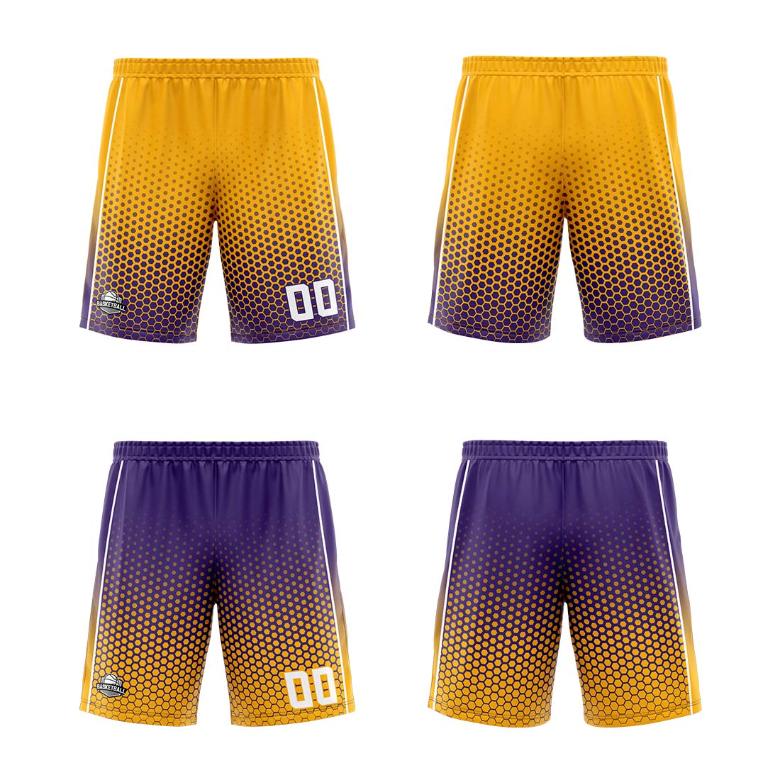 Custom Yellow Purple White Reversible Basketball Suit for Adults and Kids Personalized Jersey