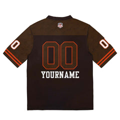 Custom Football Jersey Shirt Personalized Stitched Printed Team Name Number Brown & Orange