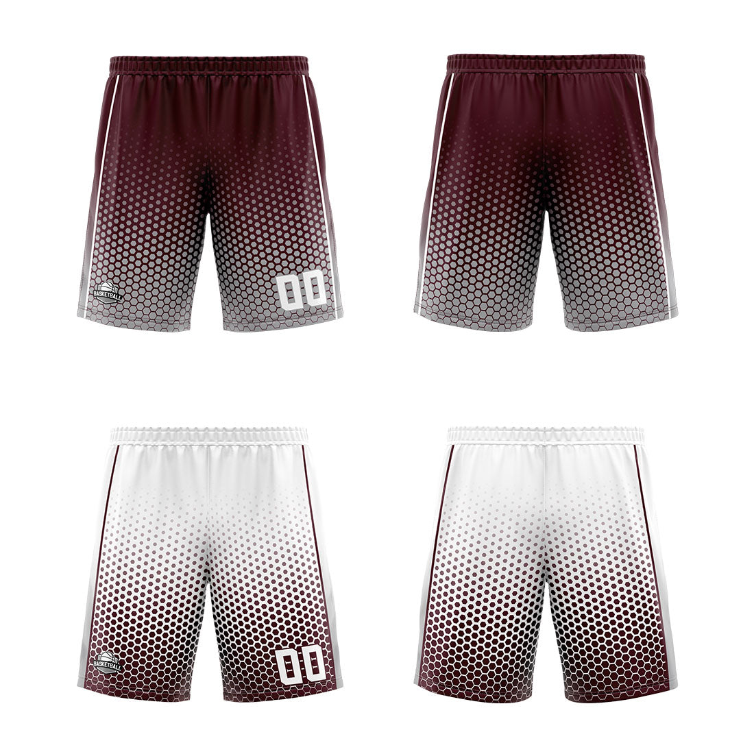 Custom Burgundy Gray White Reversible Basketball Suit for Adults and Kids Personalized Jersey