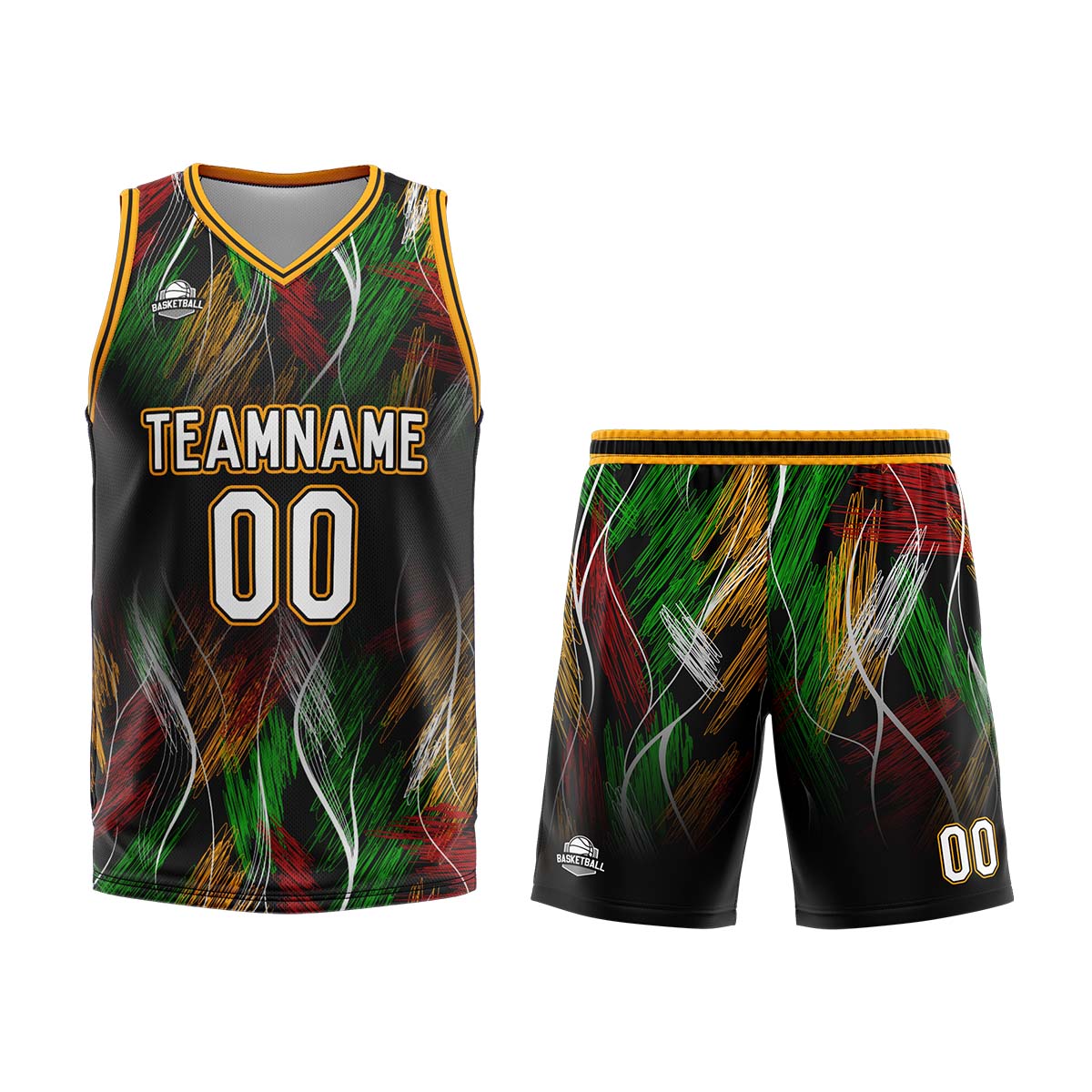Custom Line Black Orange Basketball Jersey Uniform Suit Printed Your Logo Name Number