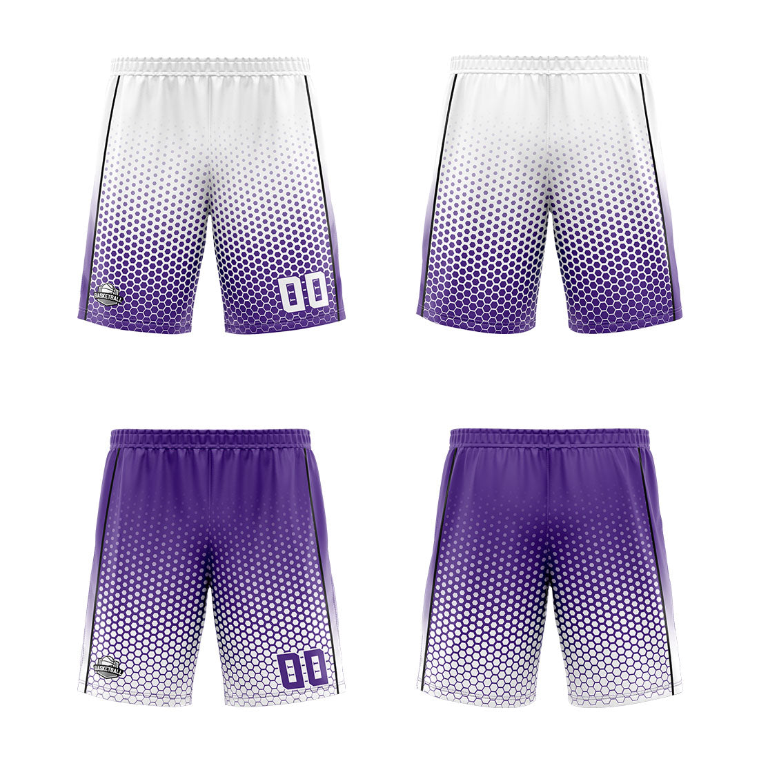 Custom White Purple Black Reversible Basketball Suit for Adults and Kids Personalized Jersey