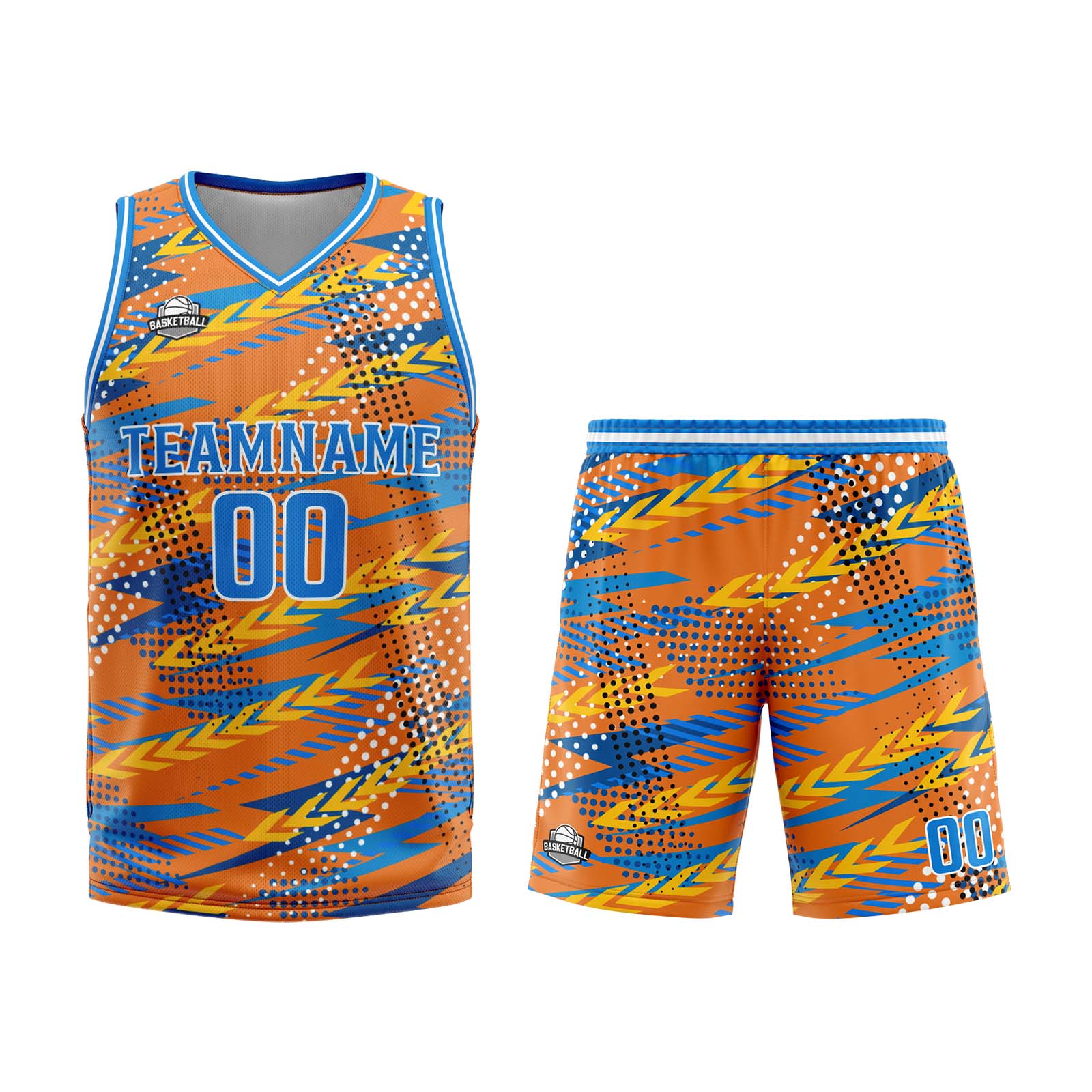 Custom Orange Blue Basketball Jersey Uniform Suit Printed Your Logo Name Number