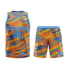 Custom Orange Blue Basketball Jersey Uniform Suit Printed Your Logo Name Number