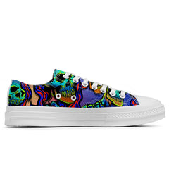 Highlight Your Fashion With Men's and Women's Low-Top Canvas Shoes Skeleton