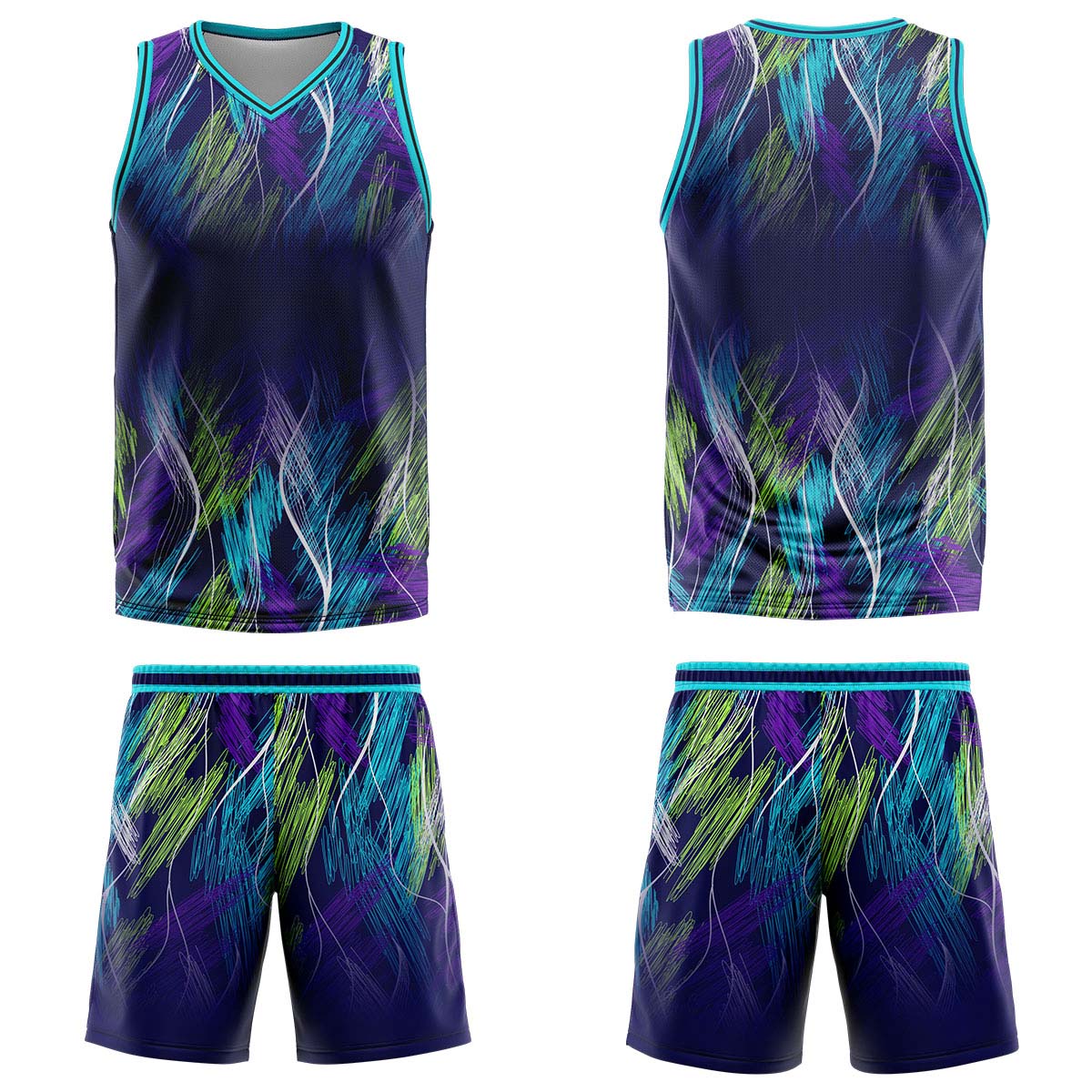 Custom Line Purple Light Blue Basketball Jersey Uniform Suit Printed Your Logo Name Number