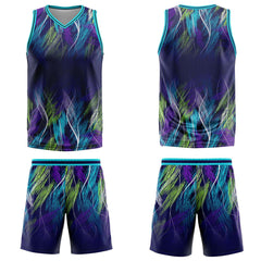 Custom Line Purple Light Blue Basketball Jersey Uniform Suit Printed Your Logo Name Number