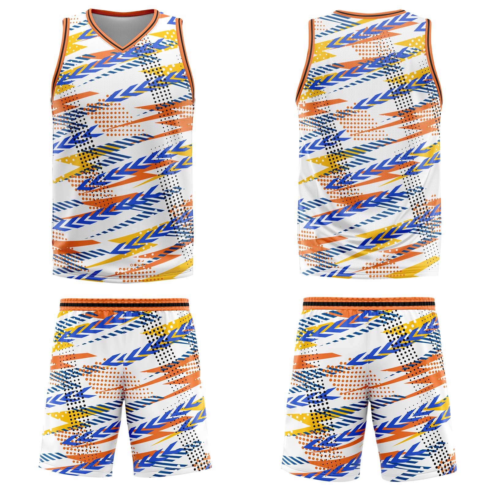 Custom White Orange Basketball Jersey Uniform Suit Printed Your Logo Name Number
