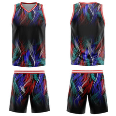Custom Line Black Red Basketball Jersey Uniform Suit Printed Your Logo Name Number