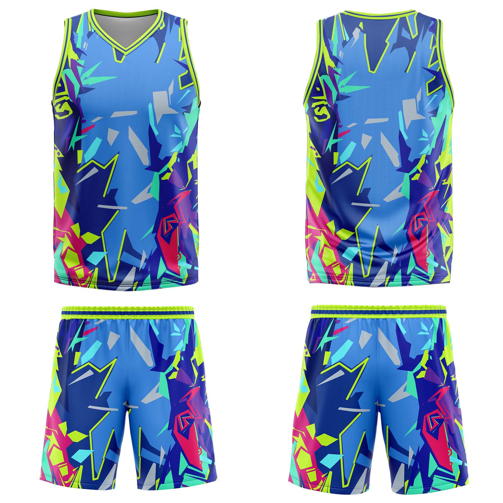 Custom Broken Neon Green Basketball Jersey Uniform Suit Printed Your Logo Name Number