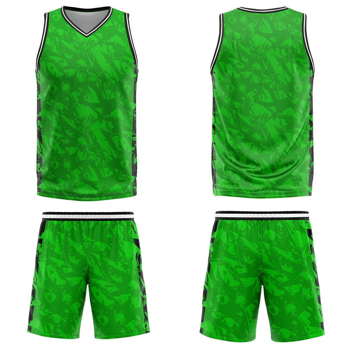 Custom Broken Green Black Basketball Jersey Uniform Suit Printed Your Logo Name Number