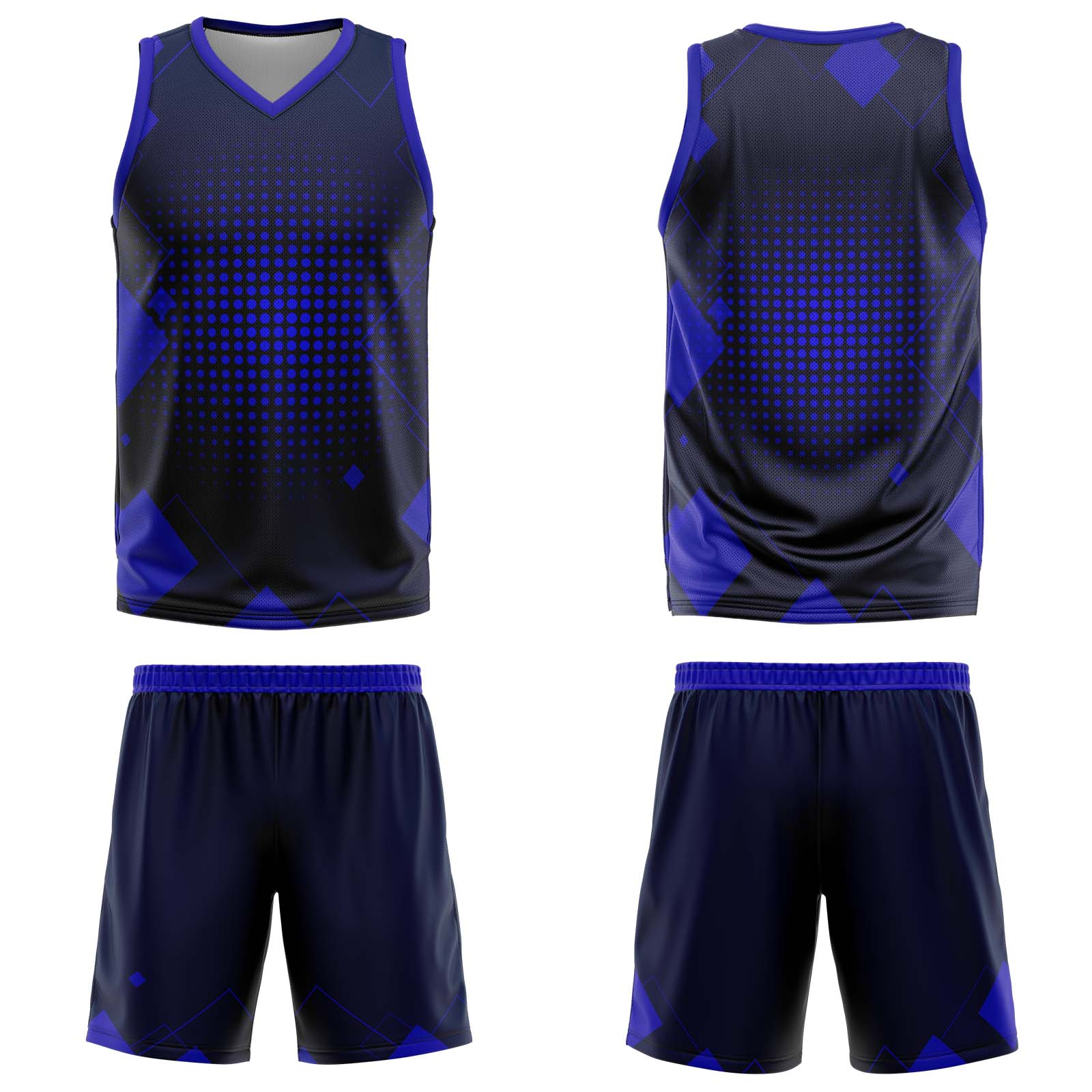 Custom Geometry Royal Basketball Jersey Uniform Suit Printed Your Logo Name Number