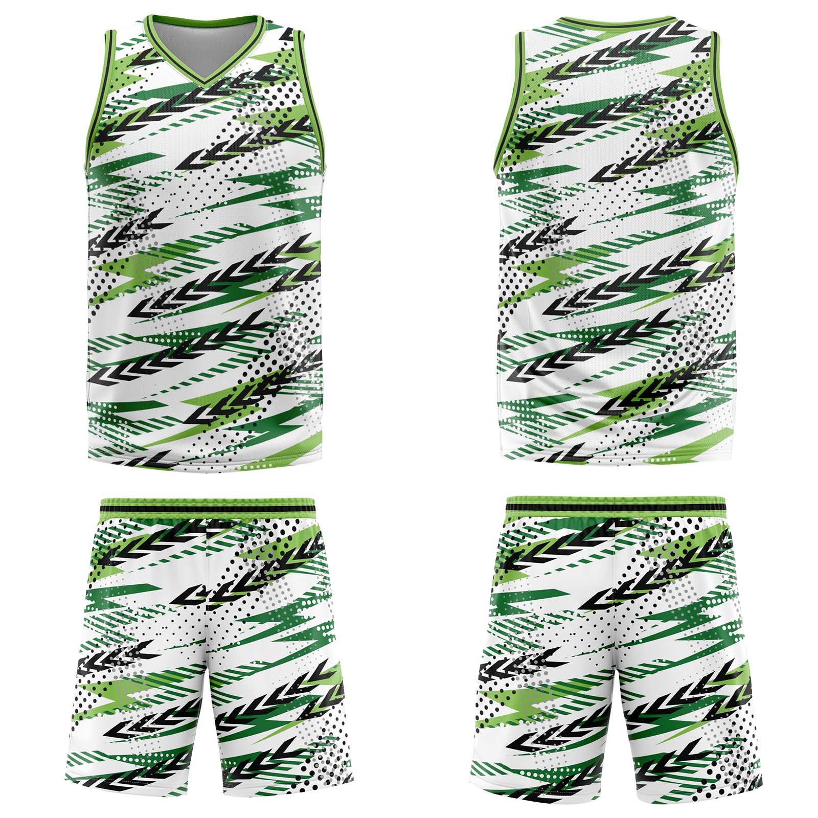 Custom White Green Basketball Jersey Uniform Suit Printed Your Logo Name Number