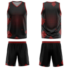 Custom Geometry Red Basketball Jersey Uniform Suit Printed Your Logo Name Number