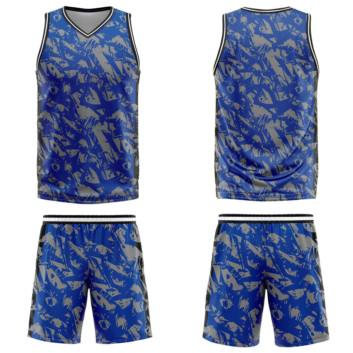 Custom Broken Royal Grey Basketball Jersey Uniform Suit Printed Your Logo Name Number