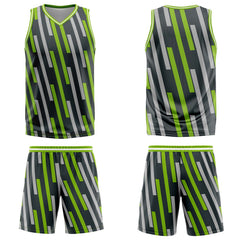 Custom Vertical Bar Green Grey Basketball Jersey Uniform Suit Printed Your Logo Name Number