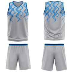 Custom Grey Blue Basketball Jersey Uniform Suit Printed Your Logo Name Number