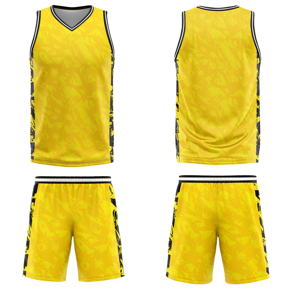 Custom Broken Yellow Basketball Jersey Uniform Suit Printed Your Logo Name Number