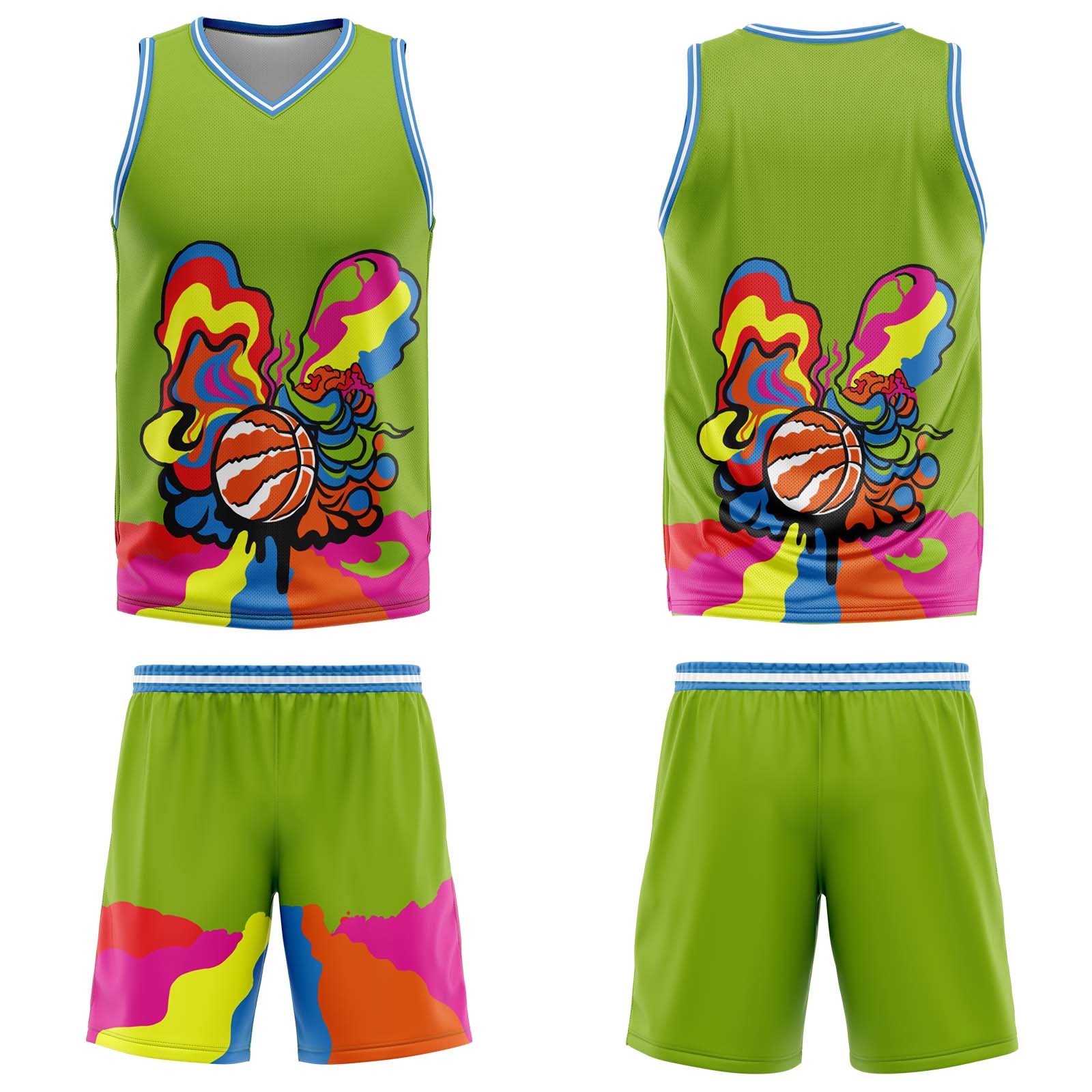 Custom Green Basketball Jersey Uniform Suit Printed Your Logo Name Number