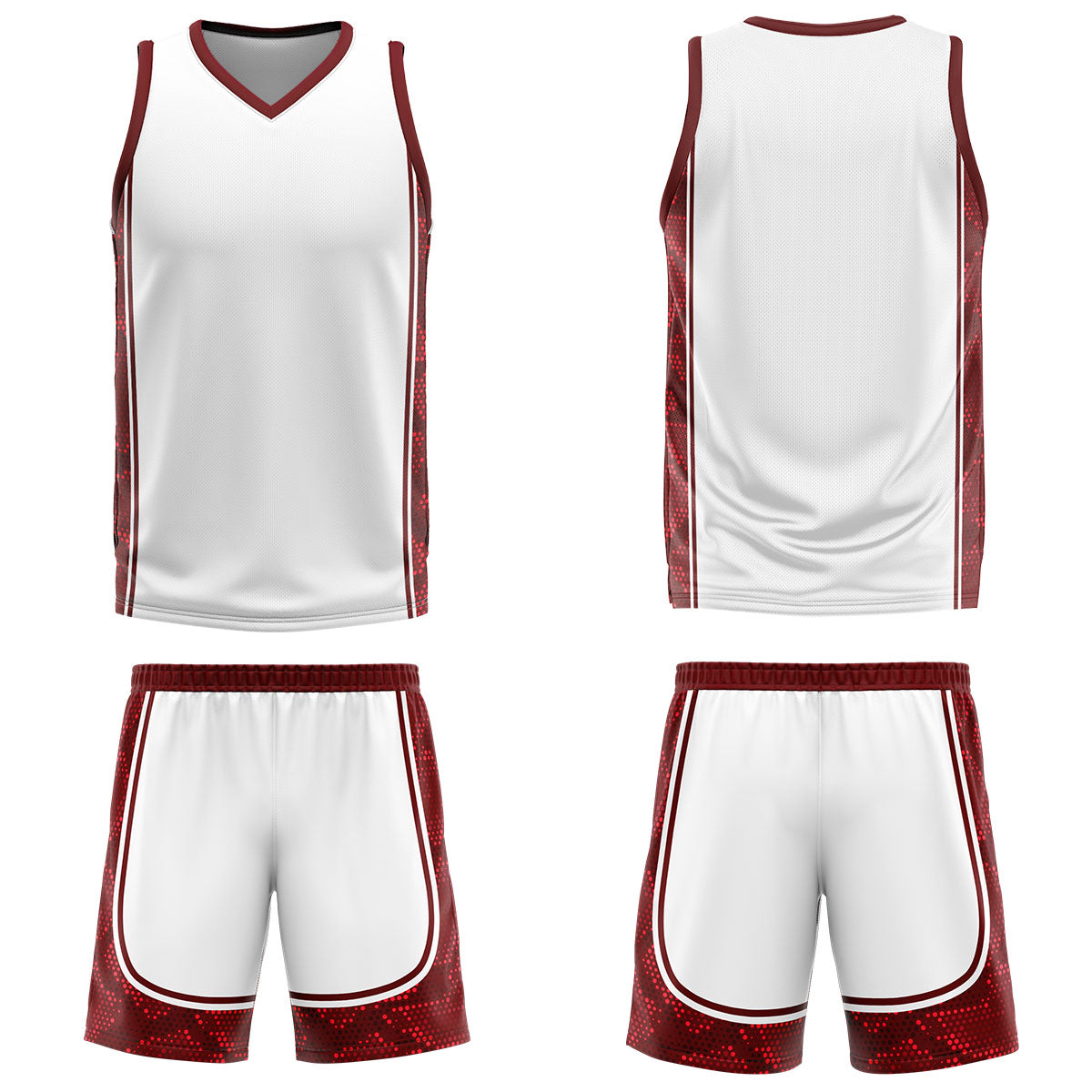 Custom White Dark Red Basketball Jersey Uniform Suit Printed Your Logo Name Number