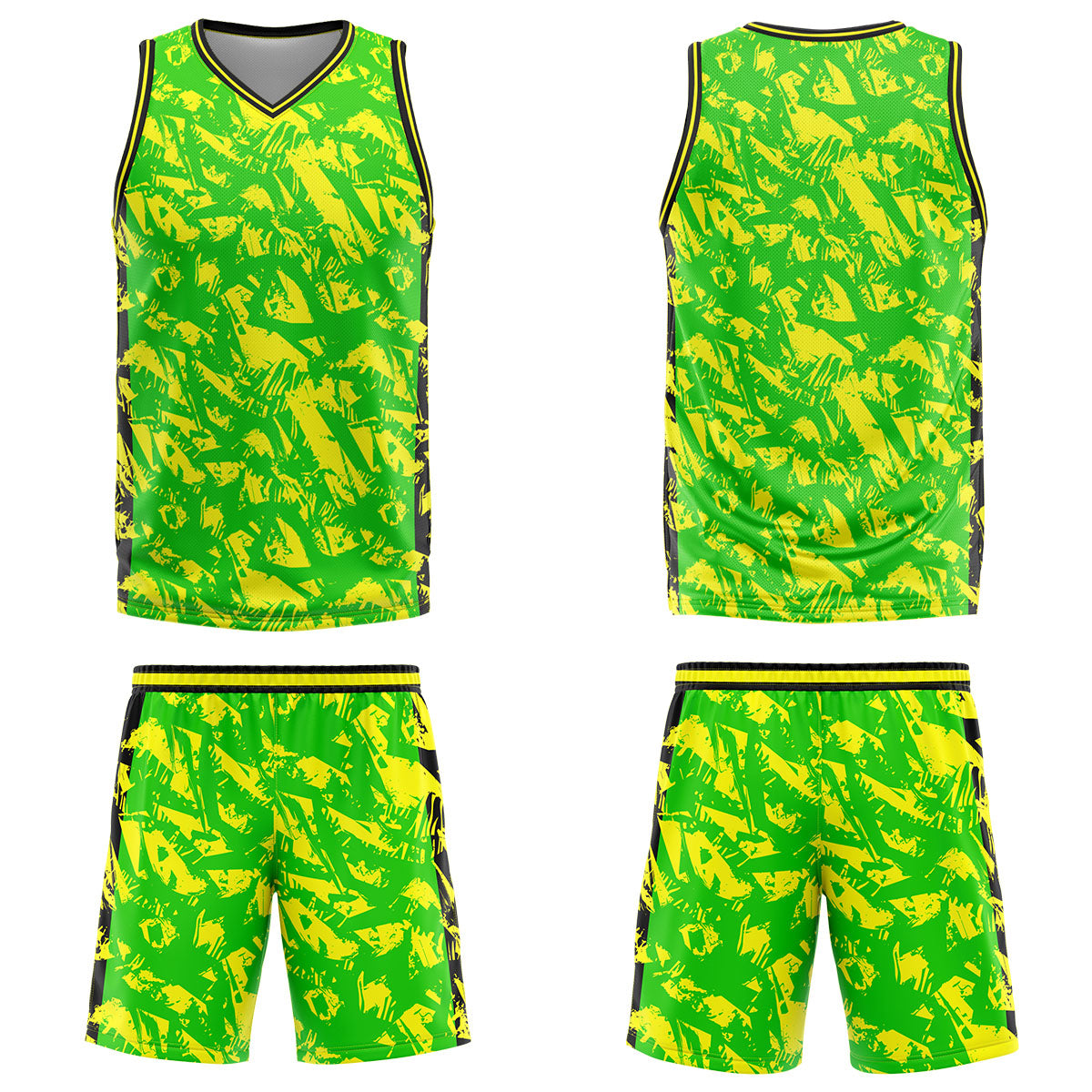 Custom Broken Green Yellow Basketball Jersey Uniform Suit Printed Your Logo Name Number