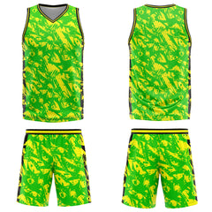Custom Broken Green Yellow Basketball Jersey Uniform Suit Printed Your Logo Name Number